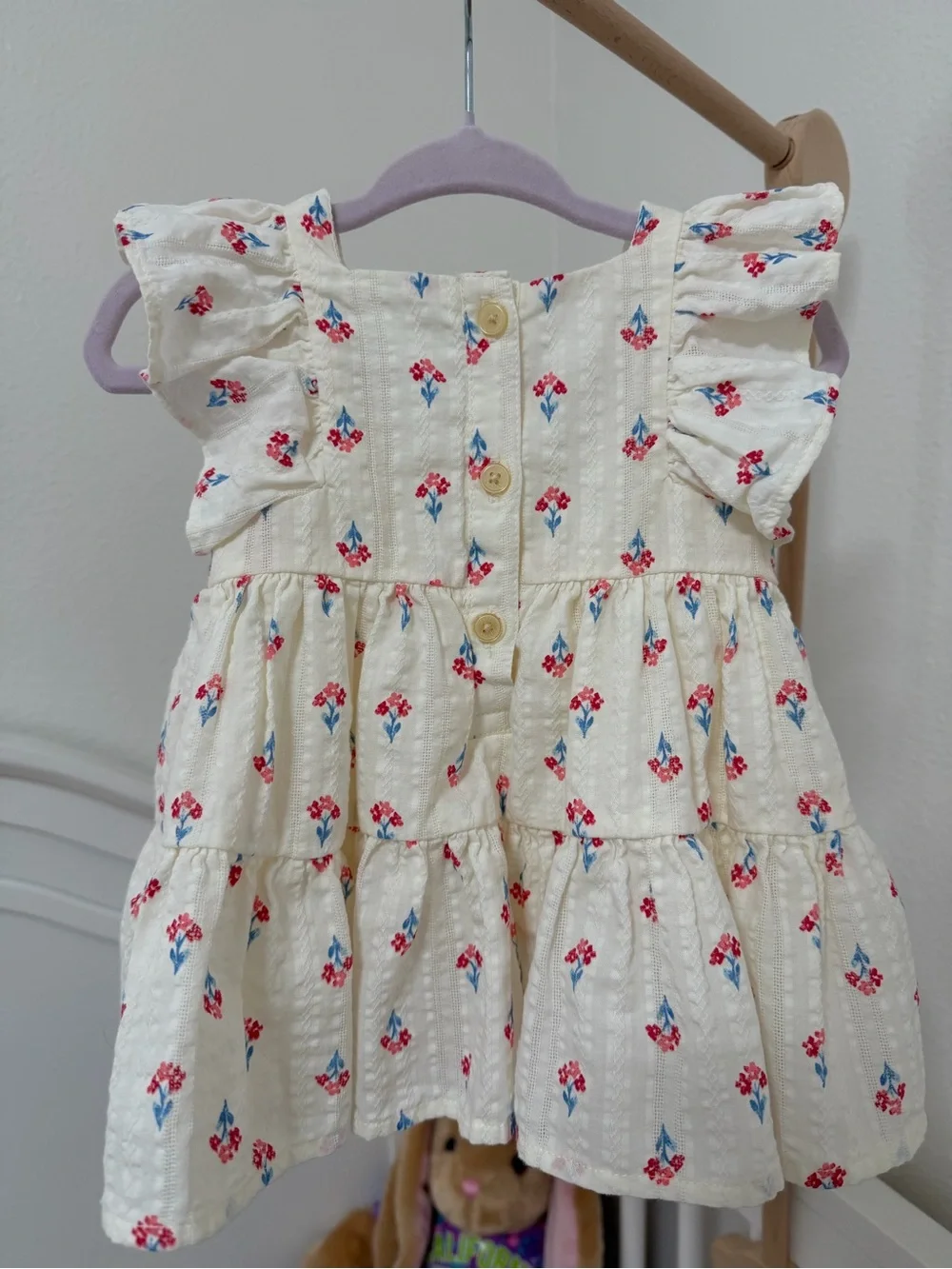 Cream Floral Ruffle Infant Dress